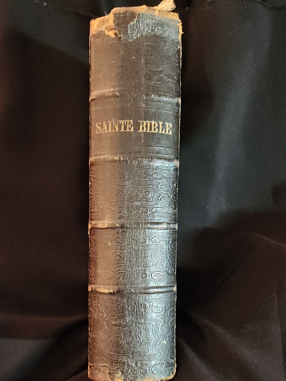 Sainte Bible - Black Embossed Leather Spine